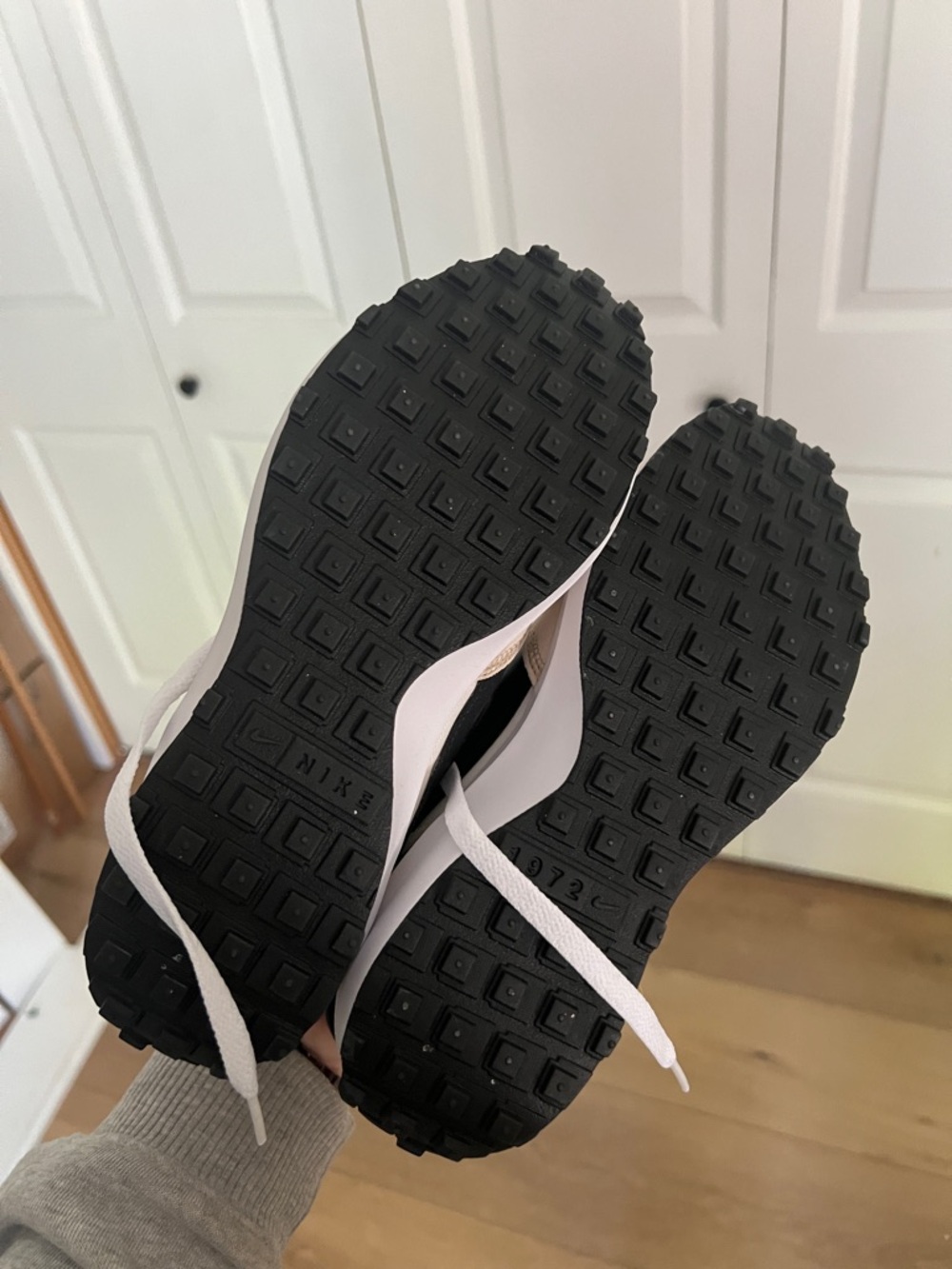 Nike Women's Beige and Black Retro-Style Running Sneakers - Picture 3 of 5